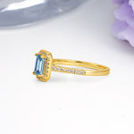 Classic, Luxurious 4 Prong Emerald Cut Aquamarine Engagement Ring - Additional view
