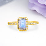 Classic, Luxurious 4 Prong Emerald Cut Moonstone Engagement Ring - Additional view