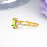 Classic, Luxurious 4 Prong Emerald Cut Peridot Engagement Ring - Additional view