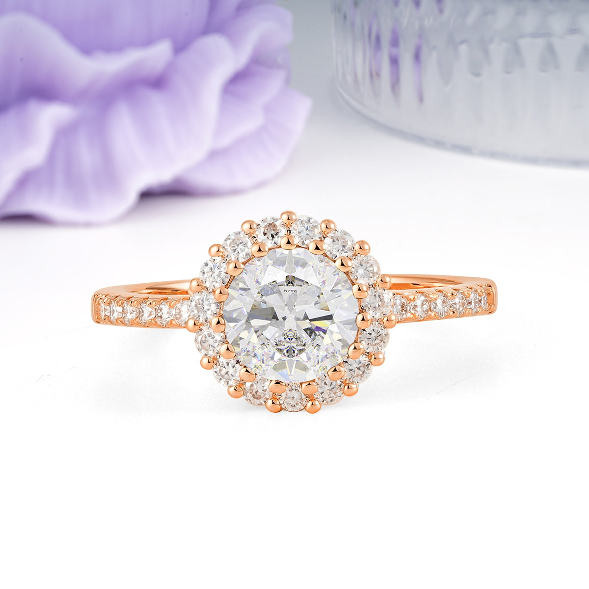 Luxurious and Unique 16 Prong Round Cut Moissanite Engagement Ring - Additional view