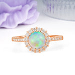 Luxurious and Unique 16 Prong Round Cut Fire Opal Engagement Ring - Additional view