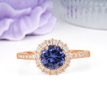 Luxurious and Unique 16 Prong Round Cut Tanzanite Engagement Ring - Additional view