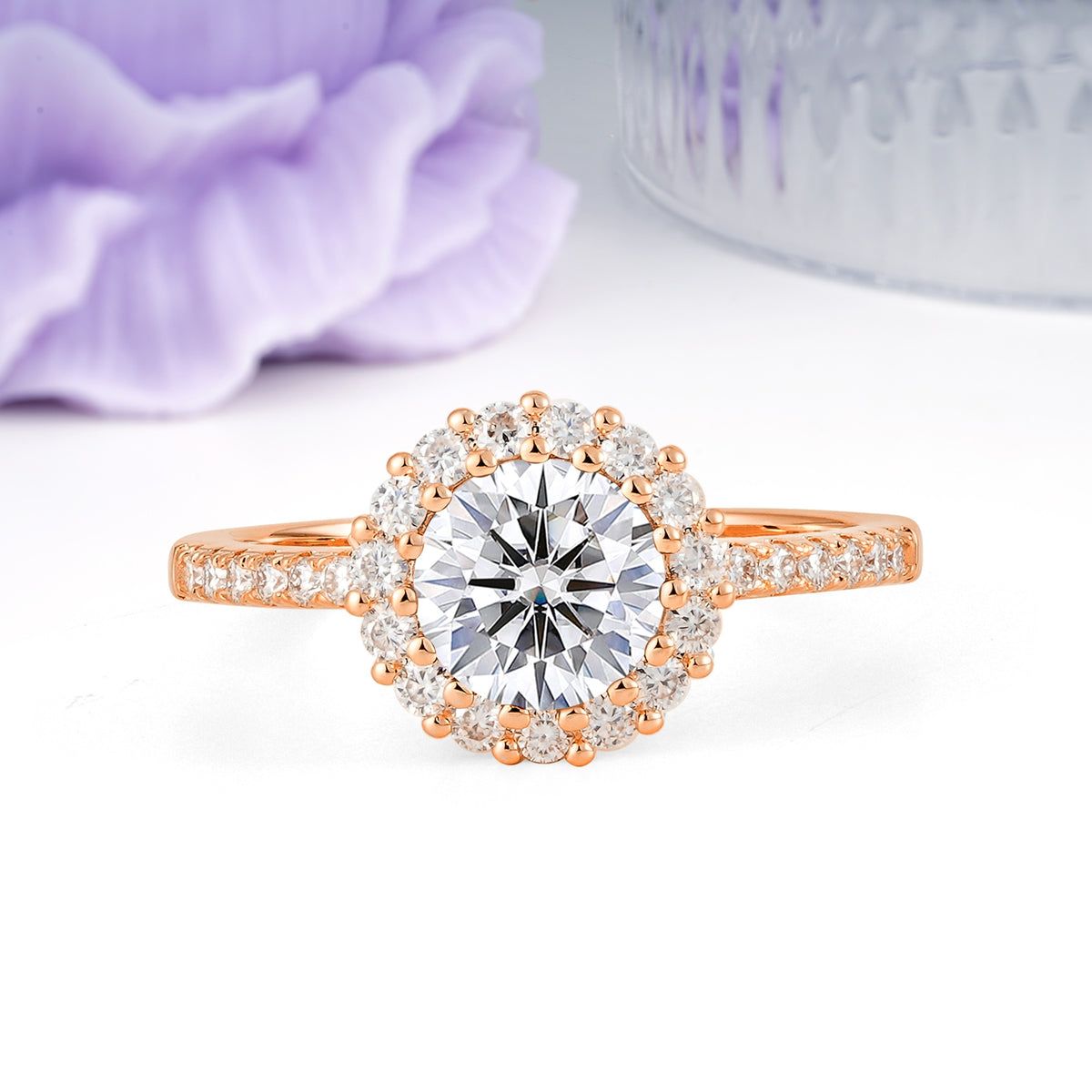 Luxurious and Unique 16 Prong Round Cut Lab Diamond Engagement Ring - Additional view