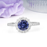 Luxurious and Unique 16 Prong Round Cut Tanzanite Engagement Ring - Additional view