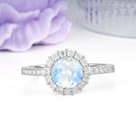 Luxurious and Unique 16 Prong Round Cut Moonstone Engagement Ring - Additional view