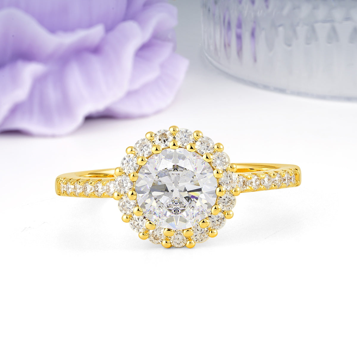Luxurious and Unique 16 Prong Round Cut Moissanite Engagement Ring - Additional view