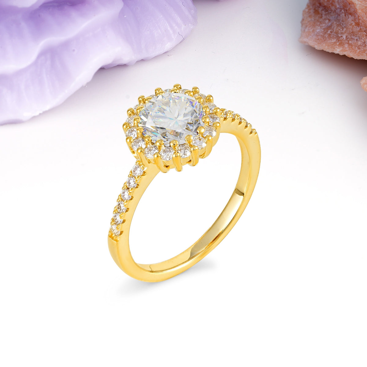 Luxurious and Unique 16 Prong Round Cut Moissanite Engagement Ring - Additional view