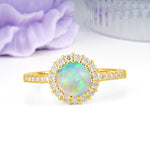 Luxurious and Unique 16 Prong Round Cut Fire Opal Engagement Ring - Additional view