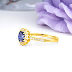 Luxurious and Unique 16 Prong Round Cut Tanzanite Engagement Ring - Additional view