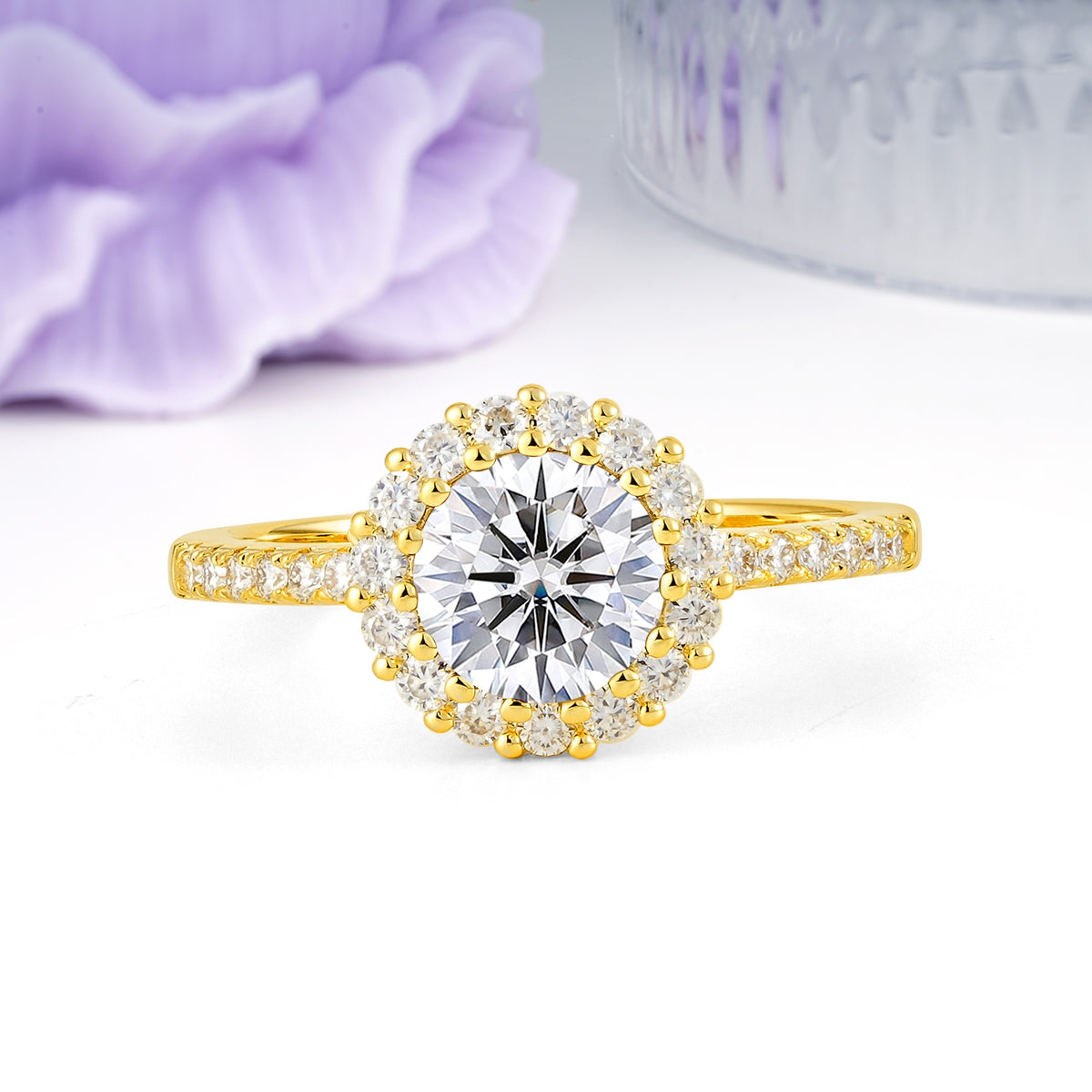 Luxurious and Unique 16 Prong Round Cut Lab Diamond Engagement Ring - Additional view