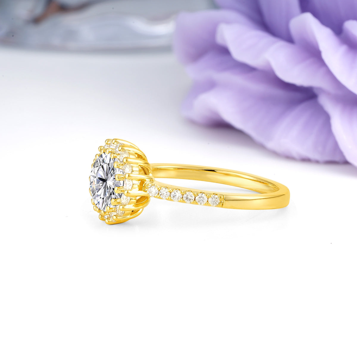 Luxurious and Unique 16 Prong Round Cut Lab Diamond Engagement Ring - Additional view