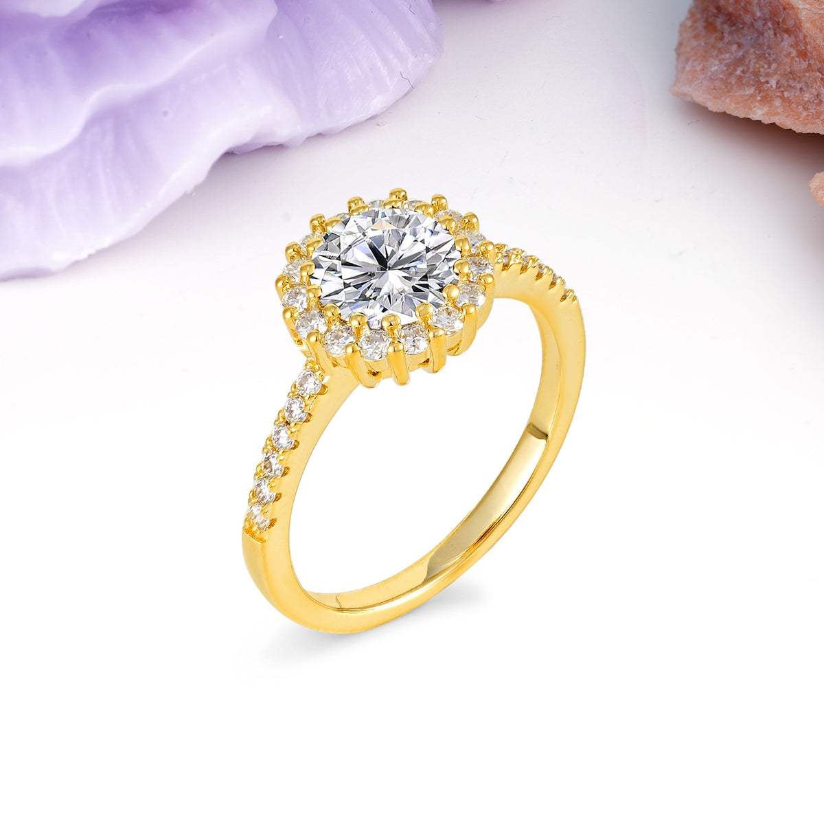 Luxurious and Unique 16 Prong Round Cut Lab Diamond Engagement Ring - Additional view