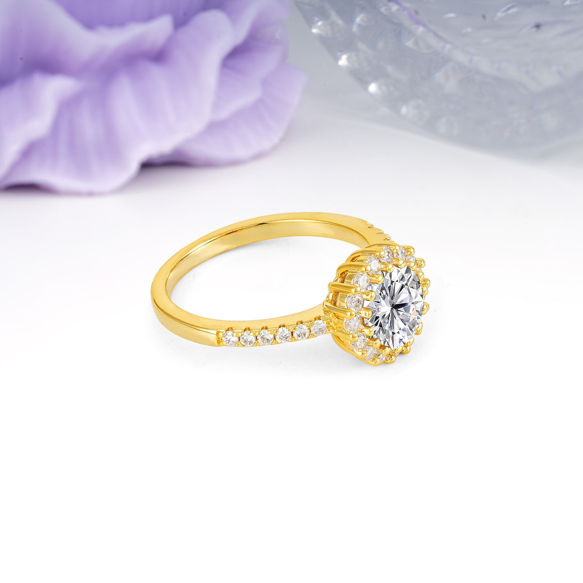 Luxurious and Unique 16 Prong Round Cut Lab Diamond Engagement Ring - Additional view