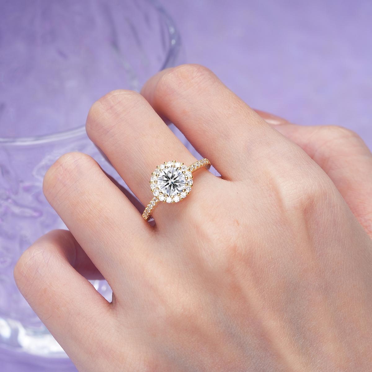Luxurious and Unique 16 Prong Round Cut Lab Diamond Engagement Ring