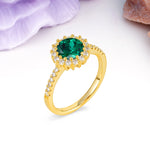 Luxurious and Unique 16 Prong Round Cut Emerald Engagement Ring - Additional view