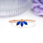 Brilliant Pave Marquise Cut Three‑Stone Sapphire Wedding Ring - Additional view