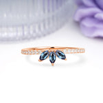 Brilliant Pave Marquise Cut Three‑Stone Alexandrite Wedding Ring - Additional view