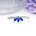 Brilliant Pave Marquise Cut Three‑Stone Sapphire Wedding Ring - Additional view