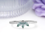 Brilliant Pave Marquise Cut Three‑Stone Moss Agate Wedding Ring - Additional view
