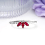 Brilliant Pave Marquise Cut Three‑Stone Ruby Wedding Ring - Additional view