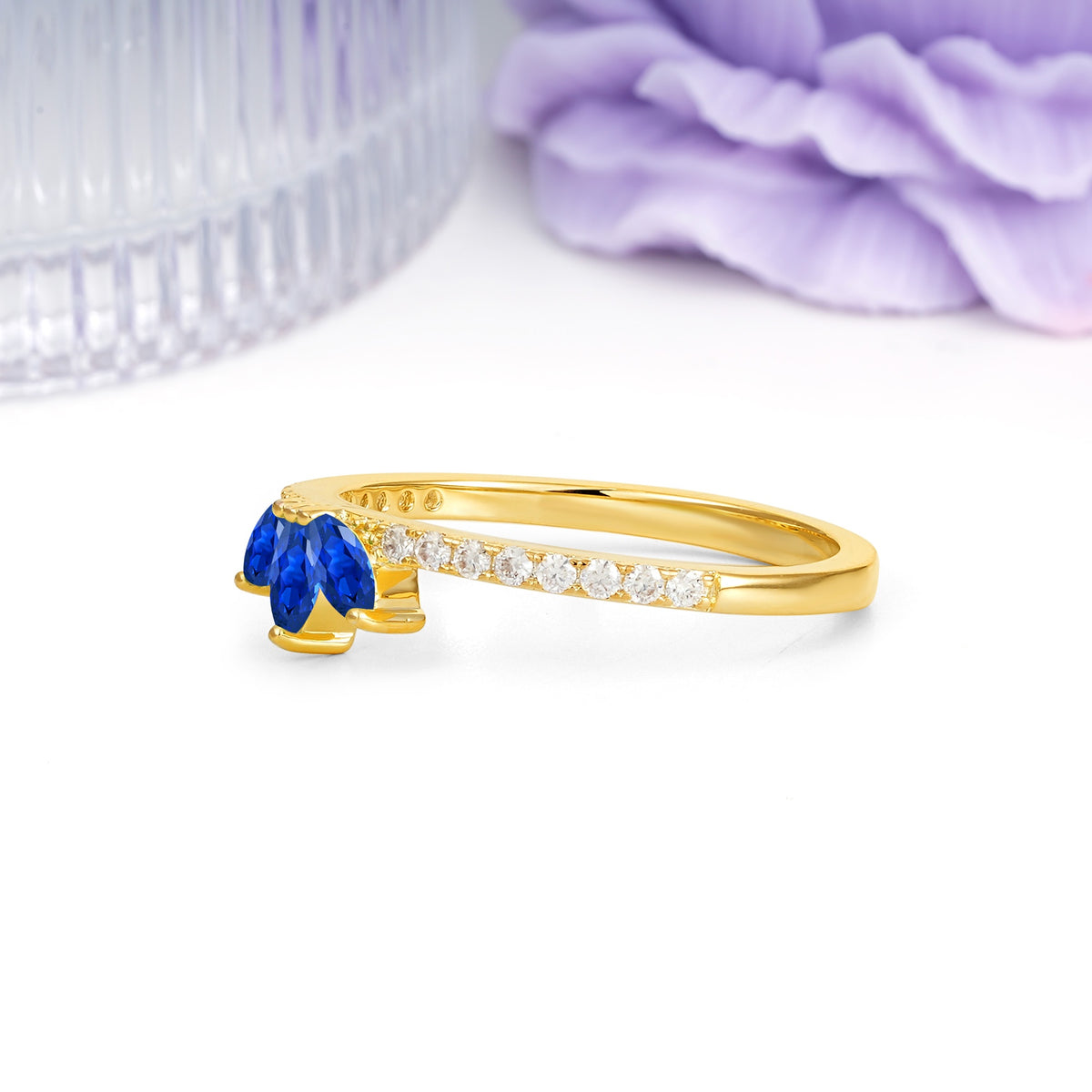 Brilliant Pave Marquise Cut Three‑Stone Sapphire Wedding Ring - Additional view