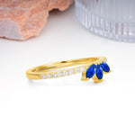 Brilliant Pave Marquise Cut Three‑Stone Sapphire Wedding Ring - Additional view