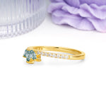 Brilliant Pave Marquise Cut Three‑Stone Moss Agate Wedding Ring - Additional view