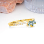 Brilliant Pave Marquise Cut Three‑Stone Moss Agate Wedding Ring - Additional view