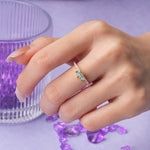 Brilliant Pave Marquise Cut Three‑Stone Moss Agate Wedding Ring - Additional view
