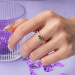 Brilliant Pave Marquise Cut Three‑Stone Emerald Wedding Ring - Additional view