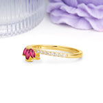 Brilliant Pave Marquise Cut Three‑Stone Ruby Wedding Ring - Additional view