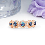 Brilliant Pave Halo Five‑Stone Alexandrite Wedding Ring - Additional view