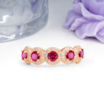Brilliant Pave Halo Five‑Stone Ruby Wedding Ring - Additional view
