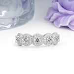Brilliant Pave Halo Five‑Stone Lab Diamond Wedding Ring - Additional view