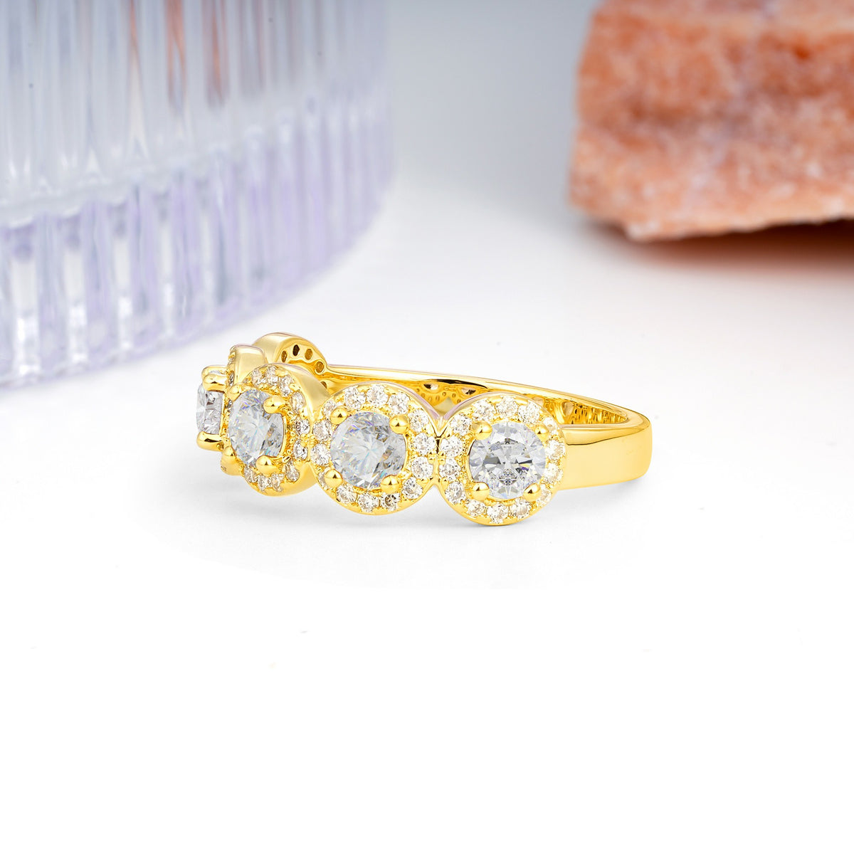 Brilliant Pave Halo Five‑Stone Moissanite Wedding Ring - Additional view
