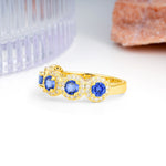 Brilliant Pave Halo Five‑Stone Sapphire Wedding Ring - Additional view