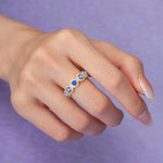 Brilliant Pave Halo Five‑Stone Sapphire Wedding Ring - Additional view