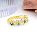 Brilliant Pave Halo Five‑Stone Moss Agate Wedding Ring - Additional view