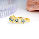 Brilliant Pave Halo Five‑Stone Moss Agate Wedding Ring - Additional view