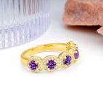 Brilliant Pave Halo Five‑Stone Amethyst Wedding Ring - Additional view