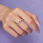 Brilliant Pave Halo Five‑Stone Amethyst Wedding Ring - Additional view