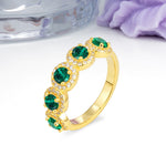 Brilliant Pave Halo Five‑Stone Emerald Wedding Ring - Additional view