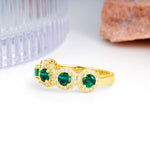Brilliant Pave Halo Five‑Stone Emerald Wedding Ring - Additional view