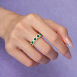 Brilliant Pave Halo Five‑Stone Emerald Wedding Ring - Additional view