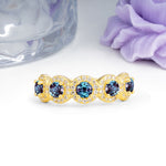 Brilliant Pave Halo Five‑Stone Alexandrite Wedding Ring - Additional view