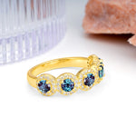 Brilliant Pave Halo Five‑Stone Alexandrite Wedding Ring - Additional view