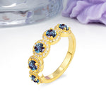 Brilliant Pave Halo Five‑Stone Alexandrite Wedding Ring - Additional view