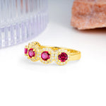 Brilliant Pave Halo Five‑Stone Ruby Wedding Ring - Additional view