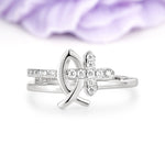 Elegant Hollow Fish Outline Full Micro Pave Christian Cross Moissanite Wedding Ring - Additional view
