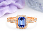 Luxurious Vintage 4 Prong Emerald Cut Sapphire Engagement Ring - Additional view
